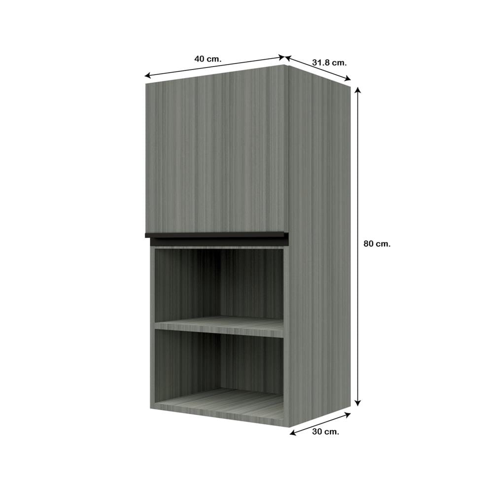 ตู้แขวนเดี่ยวบานเรียบพร้อมชั้น JUPITER SILKY LIGHT 40x80 ซม. สีเทา