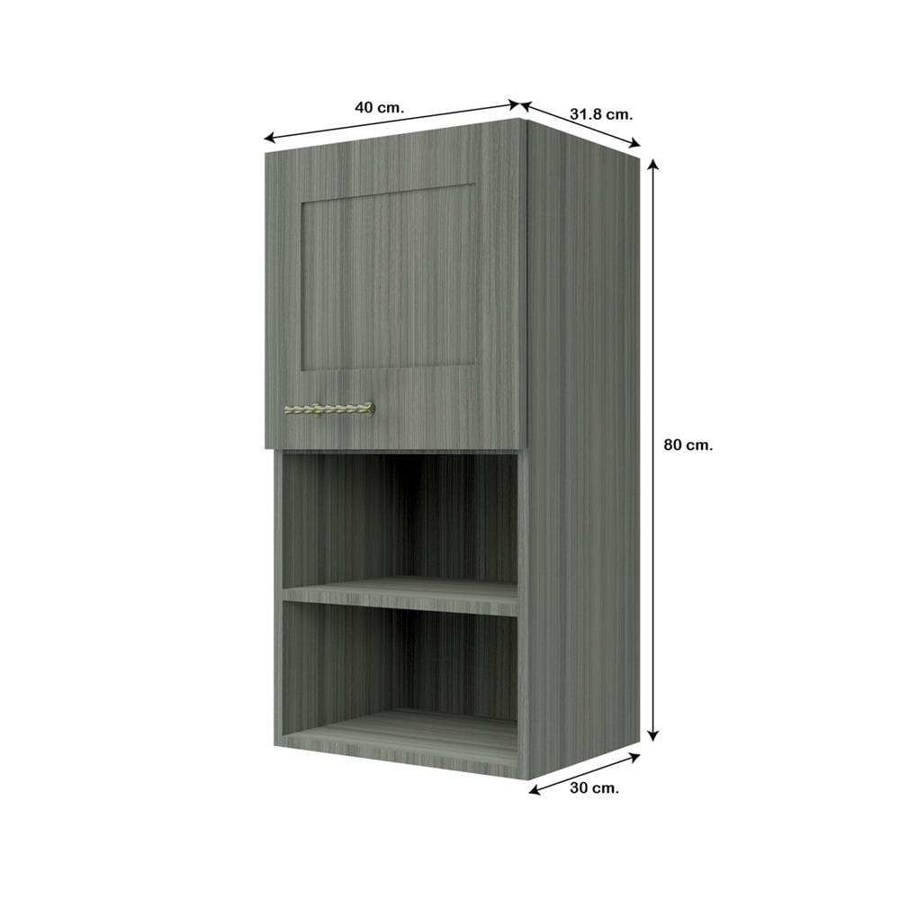 ตู้แขวนเดี่ยวบานเรียบพร้อมชั้น JUPITER GLORY LIGHT 40x80 ซม. สีเทา