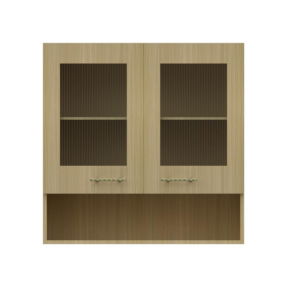 ตู้แขวนคู่บานกระจกพร้อมชั้นโล่ง JUPITER MINERVA 80x80 ซม. สีน้ำตาล