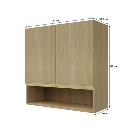 ตู้แขวนคู่บานทึบพร้อมชั้นโล่ง JUPITER SILKY WOODS 80x80 ซม. สีน้ำตาล_4