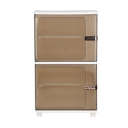 กล่องบานเปิด 2 ชั้น มีล้อ STACKO 40x33.5x71 ซม. สีขาว/น้ำตาล_2