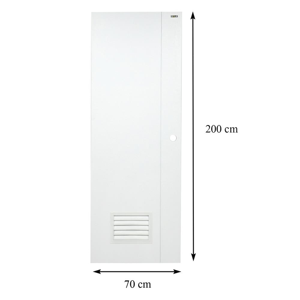 ประตูห้องน้ำ UPVC AZLE PSW2 เกล็ดล่าง 70X200 ซม. สีขาว เจาะลูกบิด