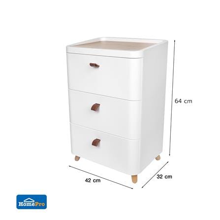 ตู้ลิ้นชัก 3 ชั้น ขาไม้ STACKO JOIN 42x32x64 ซม. สีขาว_6