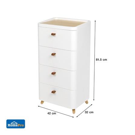 ตู้ลิ้นชัก 4 ชั้น ขาไม้ STACKO JOIN 42x32x81.5 ซม. สีขาว_6