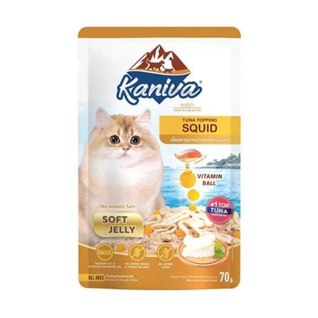 อาหารเปียกแมว KANIVA TUNA TOPPING SQUID POUCH 70 กรัม_0