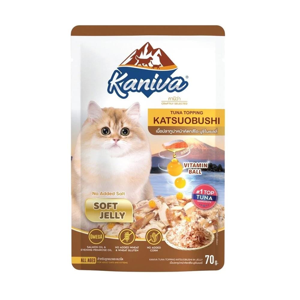 อาหารเปียกแมว KANIVA TUNA TOPPING KATSUOBUSHI 70 ก.