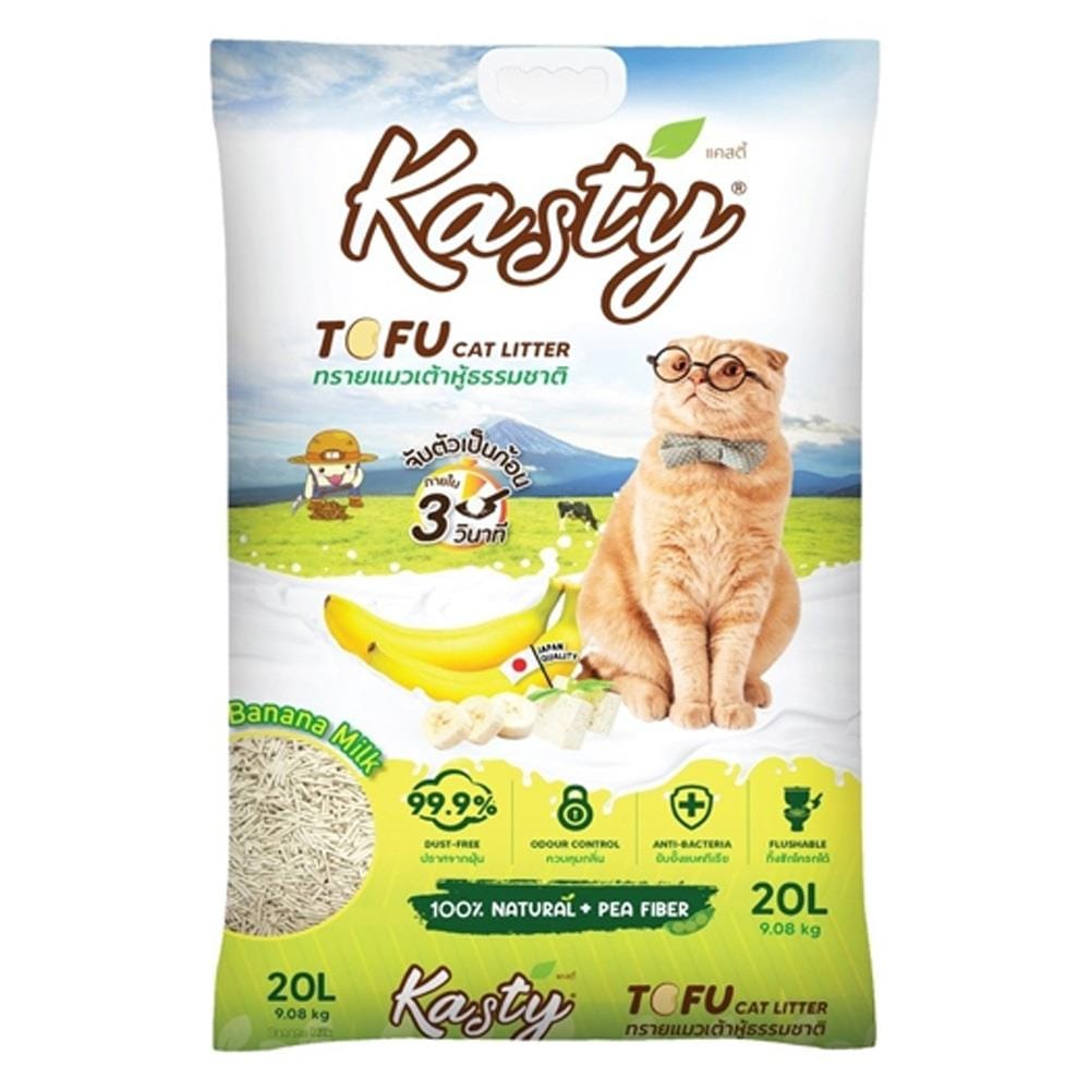 ทรายแมวเต้าหู้ KASTY TOFU CAT LITTER กลิ่นนมกล้วย 20 ลิตร