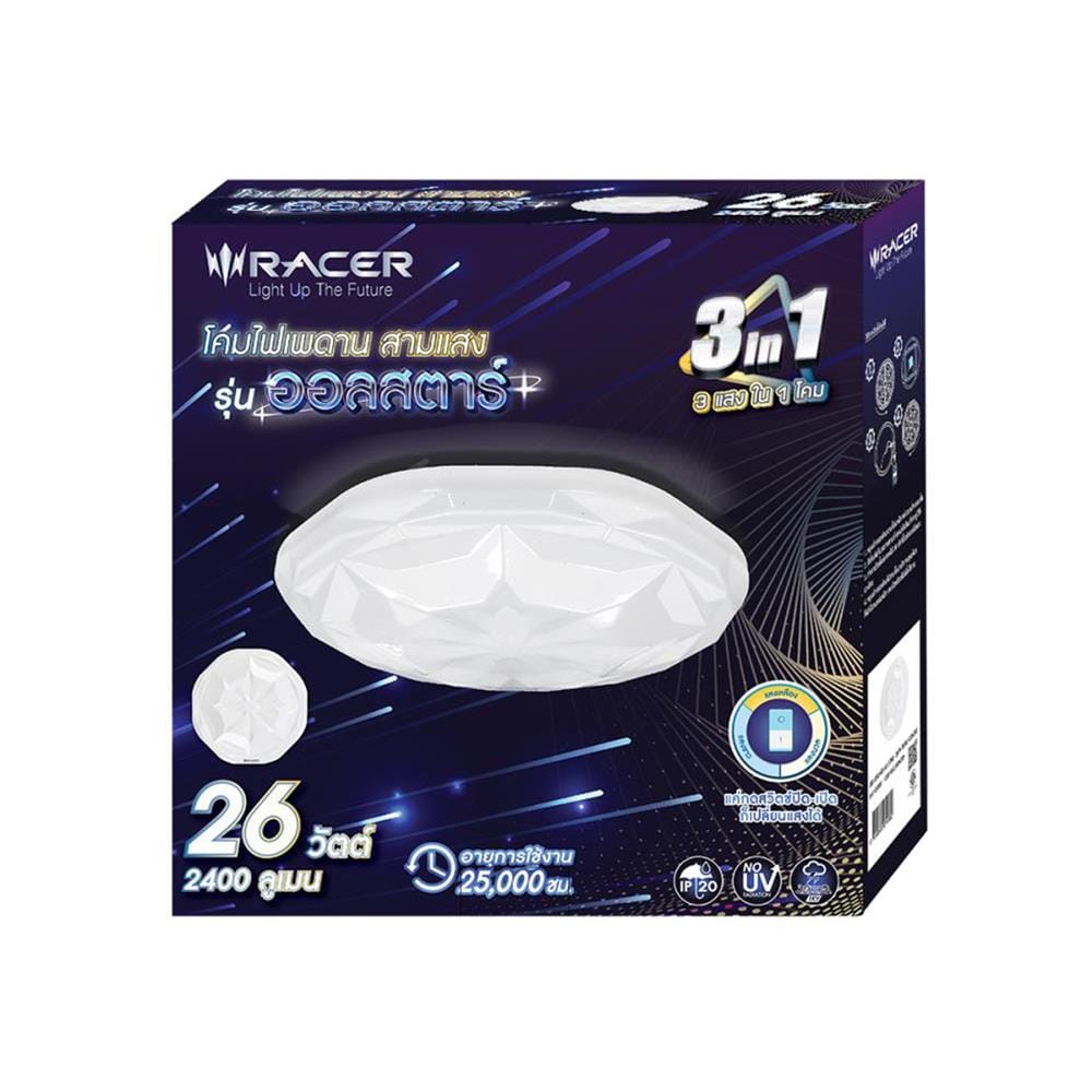 ไฟเพดาน LED RACER ALL STAR 13 นิ้ว 26 วัตต์ DAYLIGHT/COOL WHITE/WARM WHITE สีขาว