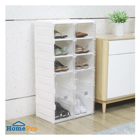 กล่องรองเท้า 8 ช่อง STACKO CLAIRE 53x34x100 ซม. สีขาว/ใส_5