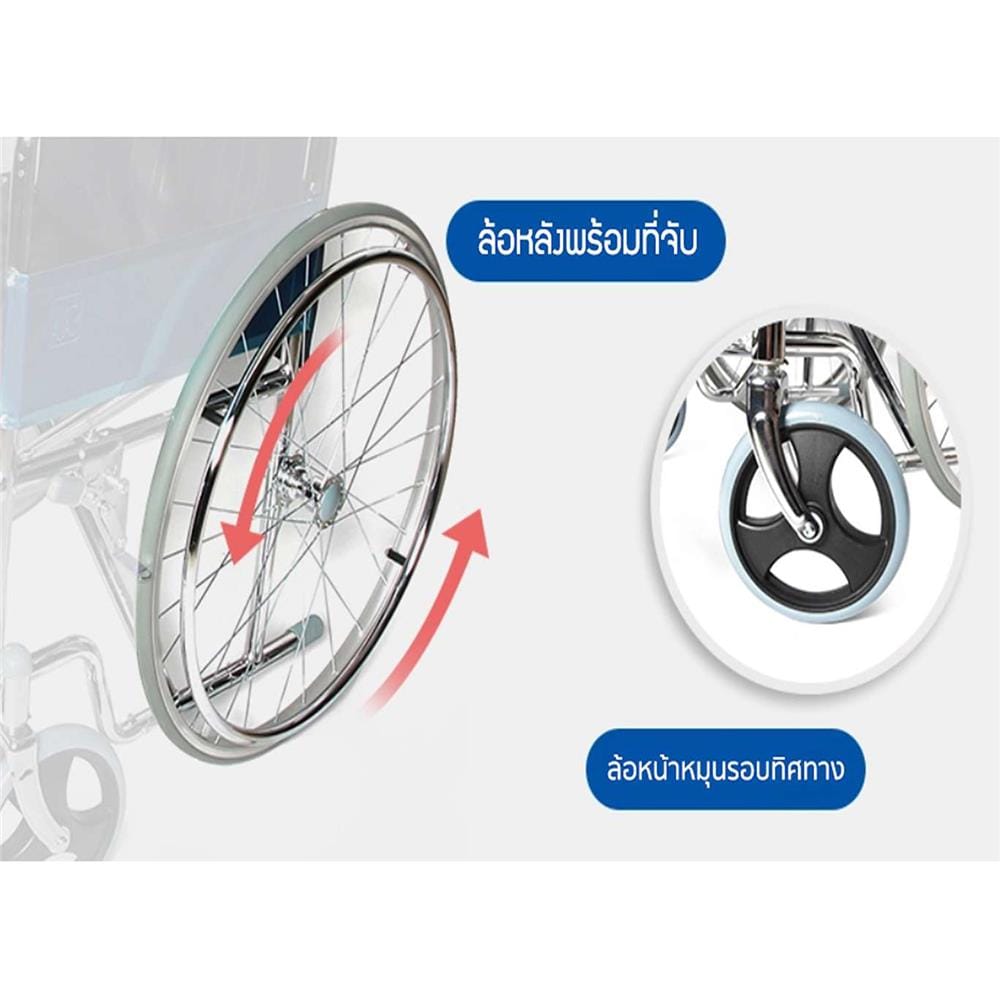 รถเข็นวีลแชร์ MEDILA BASIX DY01809 สเปคโรงพยาบาล ดำ_5
