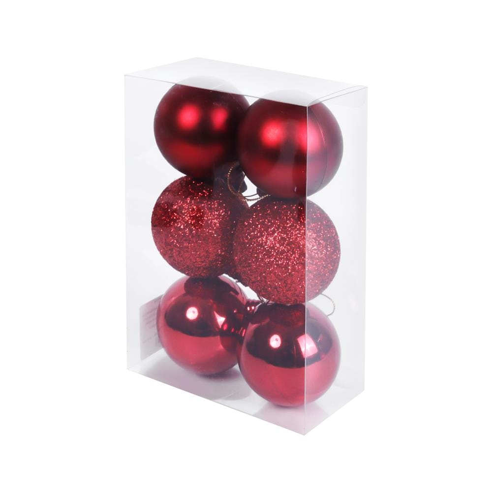 ชุดบอลตกแต่ง SIAMXMAS 6 ซม. สีแดง (แพ็ก 6 ชิ้น)