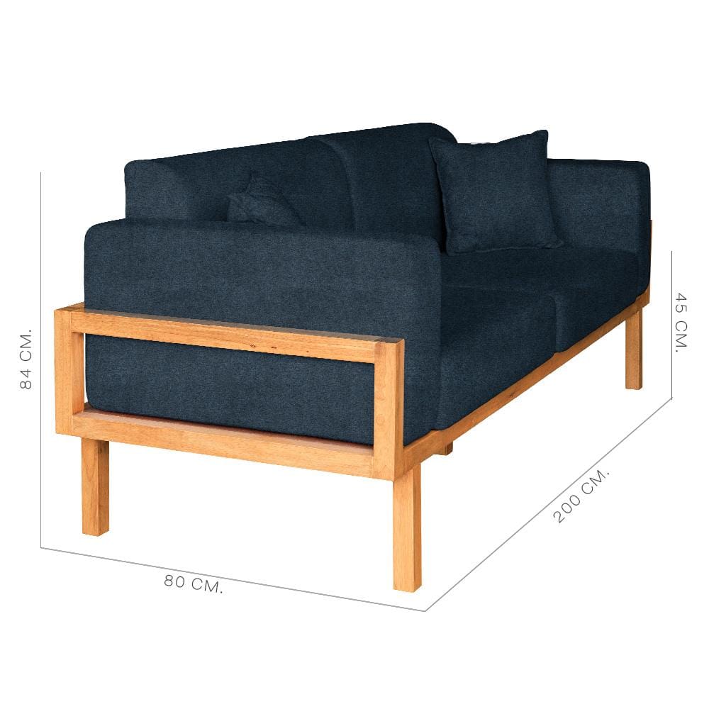 โซฟาไม้ยางพารา RENITA HOME รุ่น LUND 200X80CM. ผ้ากึ่งกำมะหยี่ สะท้อนน้ำ สีน้ำเงิน (HPP947/06)_7