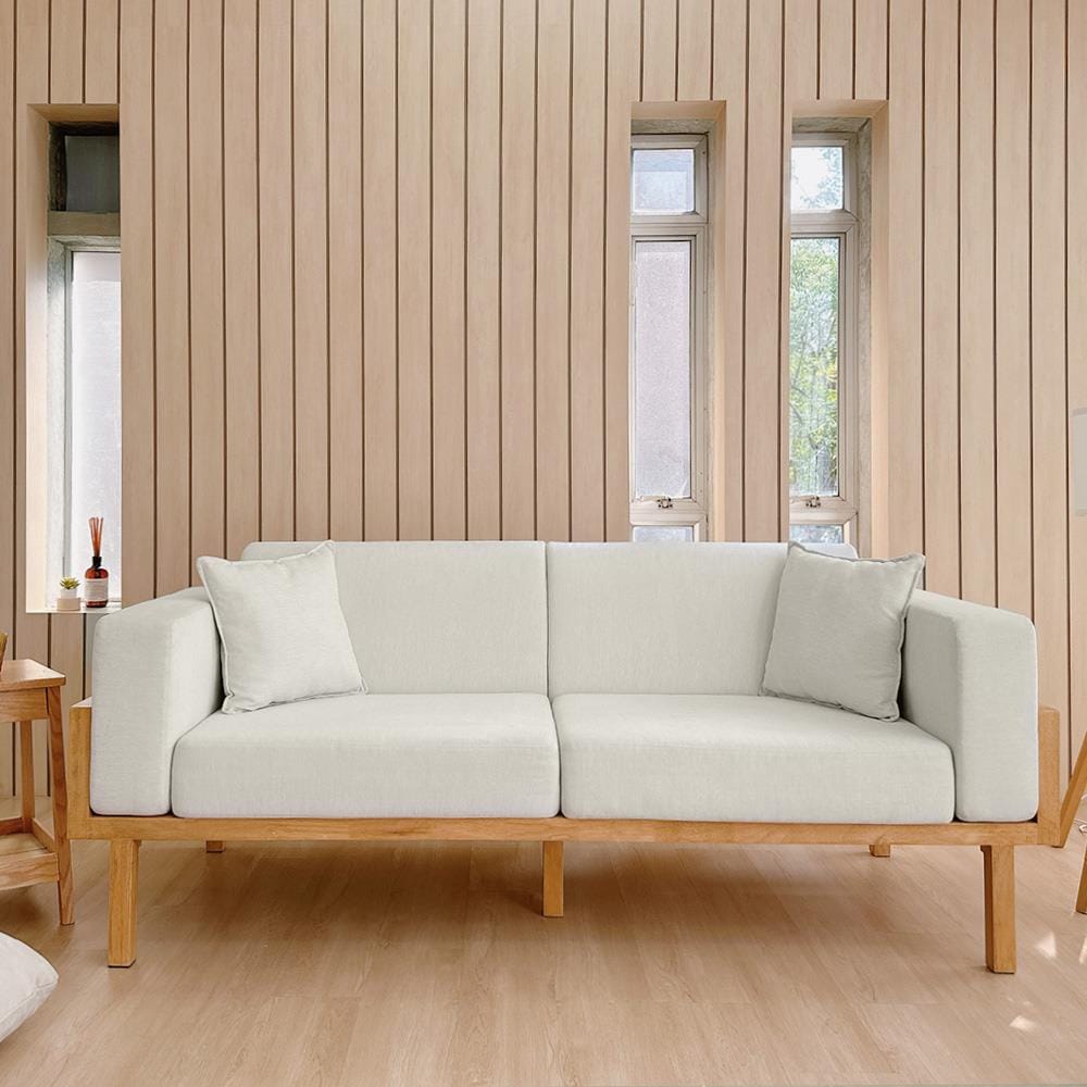 โซฟาไม้ยางพารา RENITA HOME รุ่น LUND 200X80CM. ผ้ากึ่งกำมะหยี่ สะท้อนน้ำ สีครีม (HPP947/03)_9