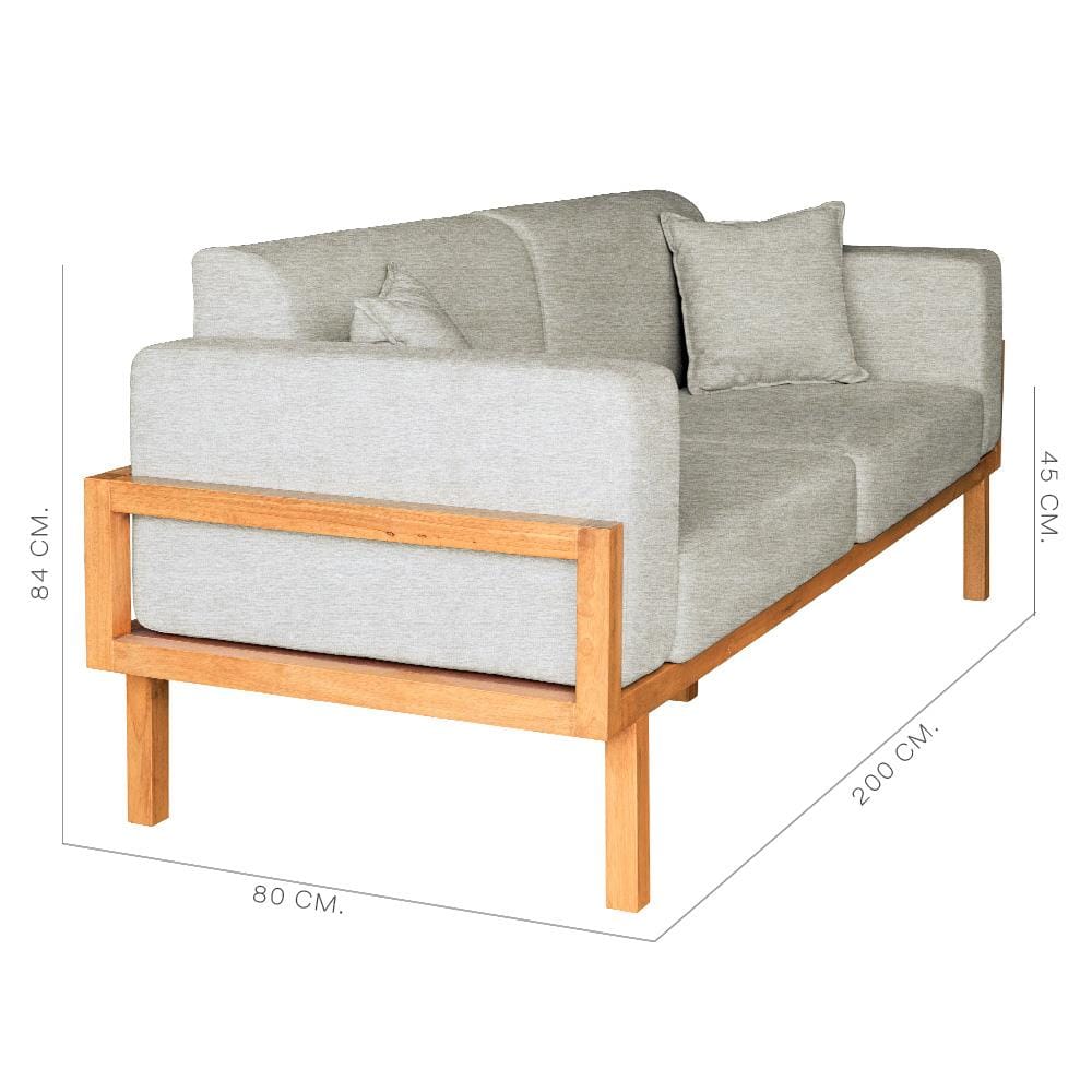 โซฟาไม้ยางพารา RENITA HOME รุ่น LUND 200X80CM. ผ้ากึ่งกำมะหยี่ สะท้อนน้ำ สีครีม (HPP947/03)_1
