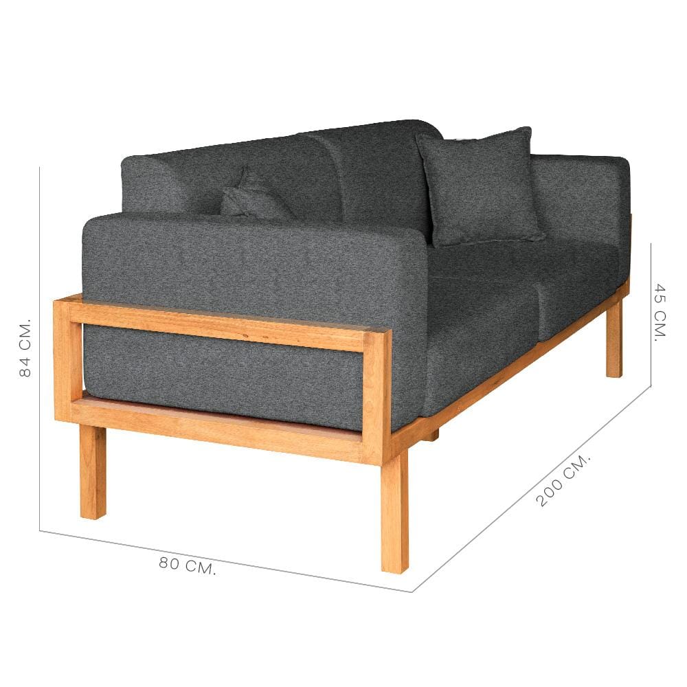 โซฟาไม้ยางพารา RENITA HOME รุ่น LUND 200X80CM. ผ้ากึ่งกำมะหยี่ สะท้อนน้ำ สีเทาเข้ม (HPP947/02)_6