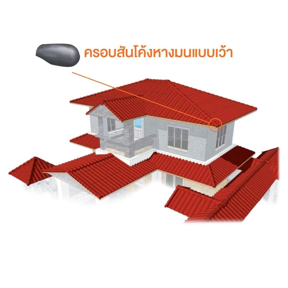 ครอบสันโค้งหางมนเว้า ลอนคู่ ตราเพชร 57x56 ซม. สีเทาแพลทินัม