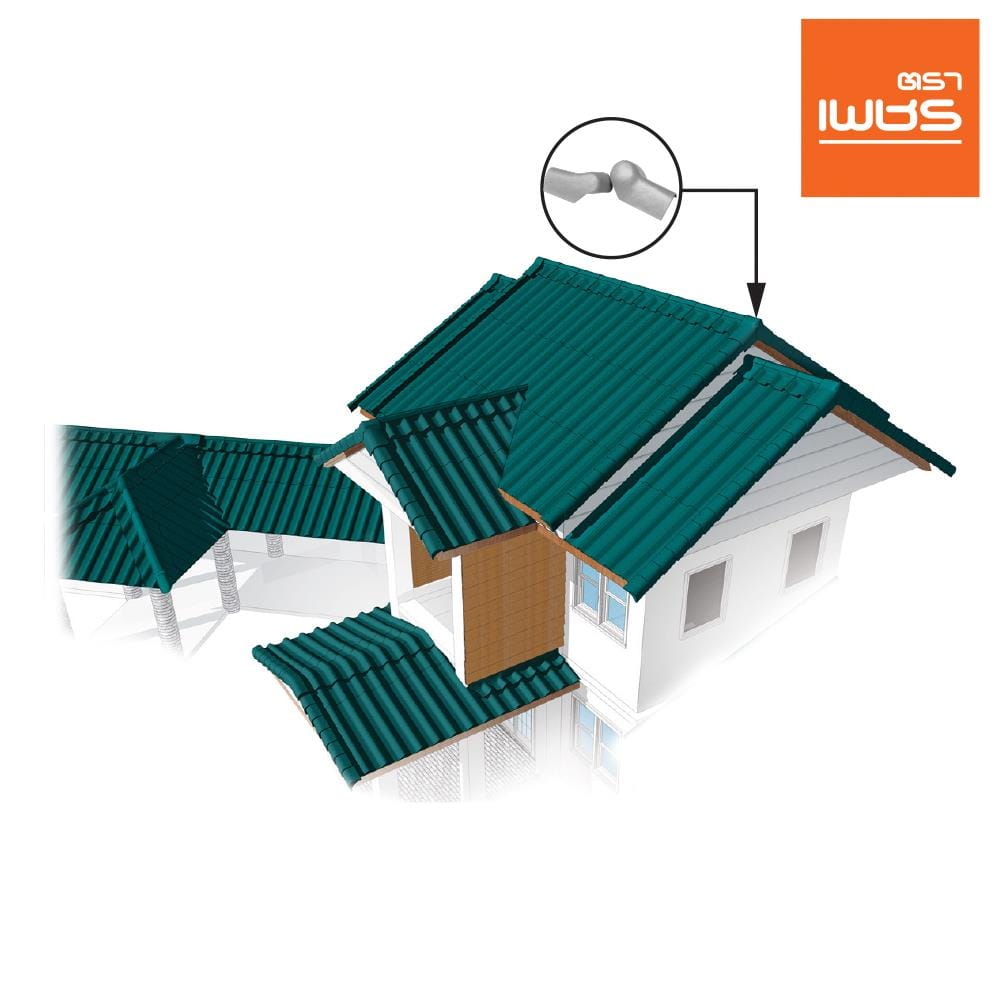ครอบปิดจั่วปรับมุม ตัวบน ลอนคู่ ตราเพชร 33x55 ซม. สีเทาแพลทินัม