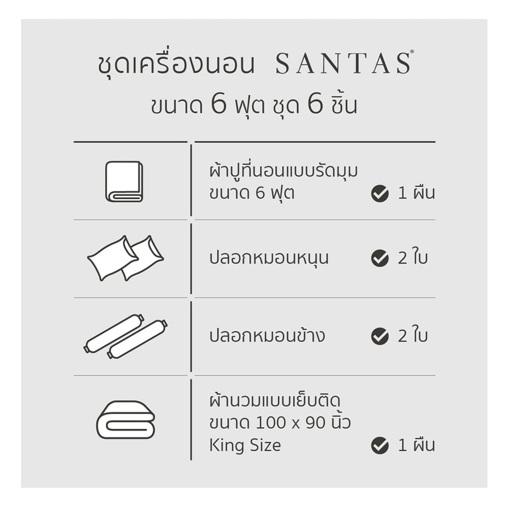ชุดผ้าปูที่นอน 6 ฟุต 6 ชิ้น SANTAS PECAN GR