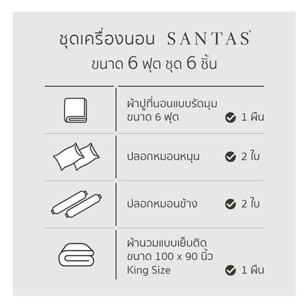 ชุดผ้าปูที่นอน 6 ฟุต 6 ชิ้น SANTAS PECAN GR_6