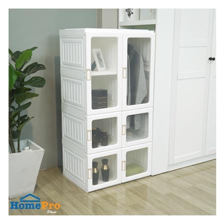 ตู้เสื้อผ้าพับเก็บได้ 4 ชั้น STACKO CLAIRE 69x50x136 ซม. สีขาว_6