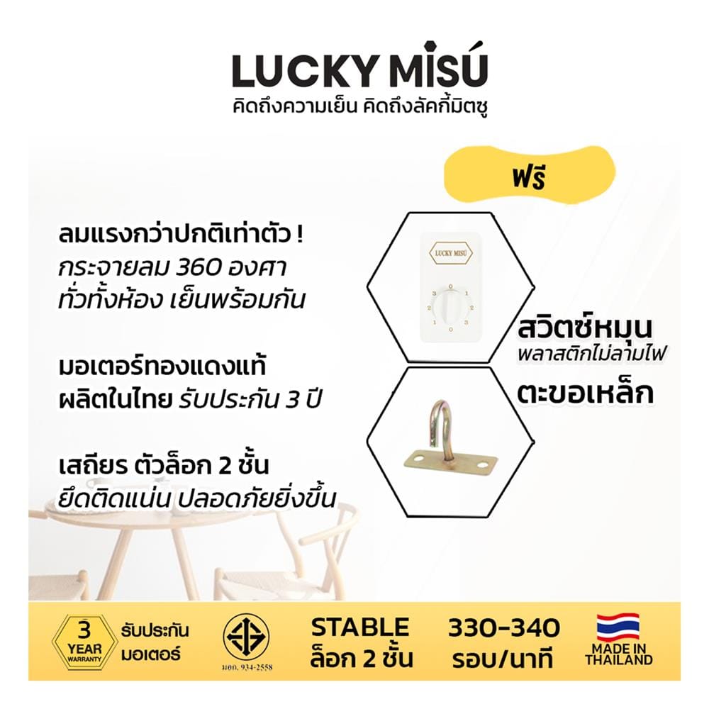 พัดลมติดเพดาน 56 นิ้ว LUCKY MISU LM56W ขาว_2