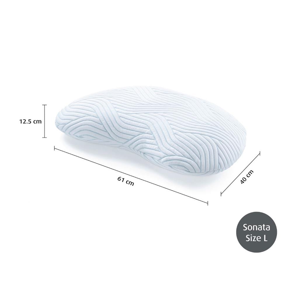 หมอนสุขภาพ เมมโมรี่โฟม TEMPUR SONATA PILLOW WITH SMARTCOOL TECHNOLOGY ไซซ์ L 61x40x12.5 ซม. สีขาว
