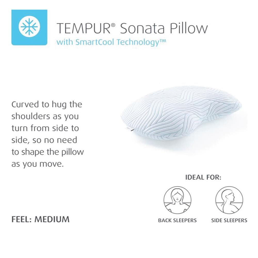 หมอนสุขภาพ เมมโมรี่โฟม TEMPUR SONATA PILLOW WITH SMARTCOOL TECHNOLOGY ไซซ์ L 61x40x12.5 ซม. สีขาว
