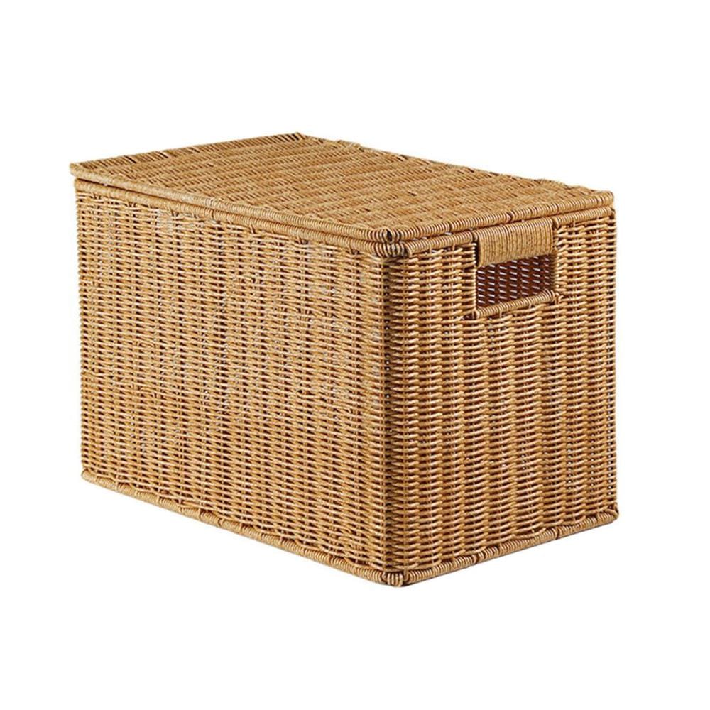 กล่อง หวายสังเคราะห์ TP0866-01 น้ำตาลอ่อน 40x26x27 ซม.