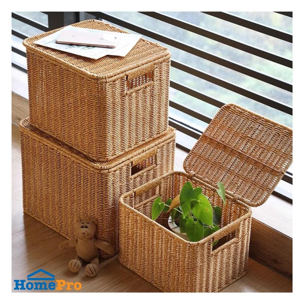กล่อง หวายสังเคราะห์ TP0866-01 น้ำตาลอ่อน 40x26x27 ซม._5