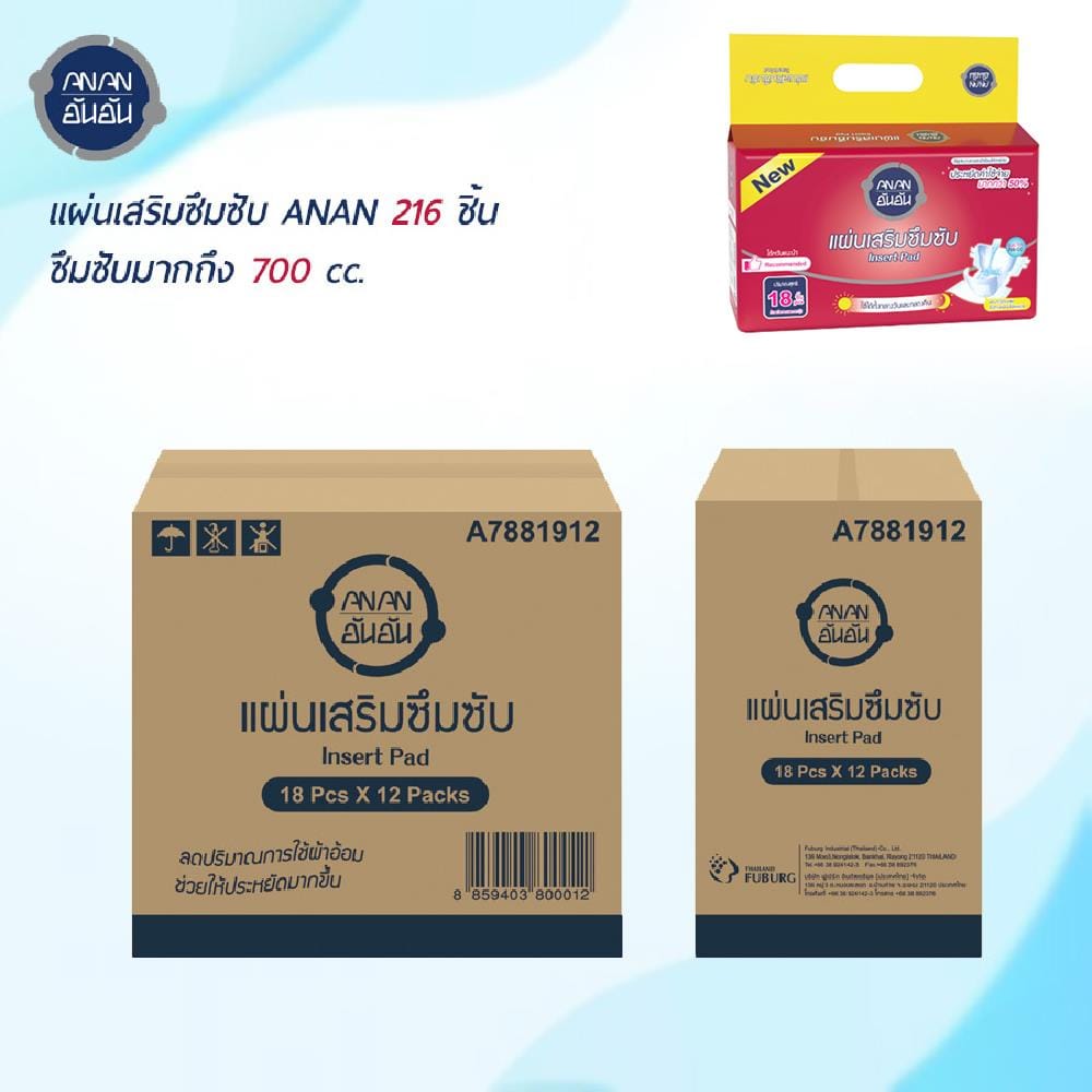 แผ่นเสริมซึมซับ ANAN ไซซ์ 16 แพ็ค/ลัง (288 ชิ้น/ลัง)_5