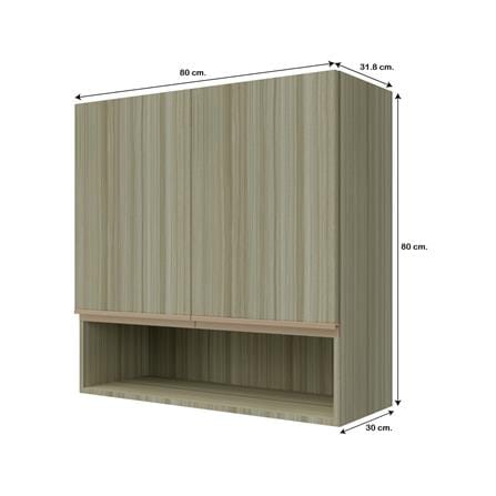 ตู้แขวนคู่บานทึบพร้อมชั้นโล่ง JUPITER SILKY TEAK 80x80 ซม. สีน้ำตาล_4