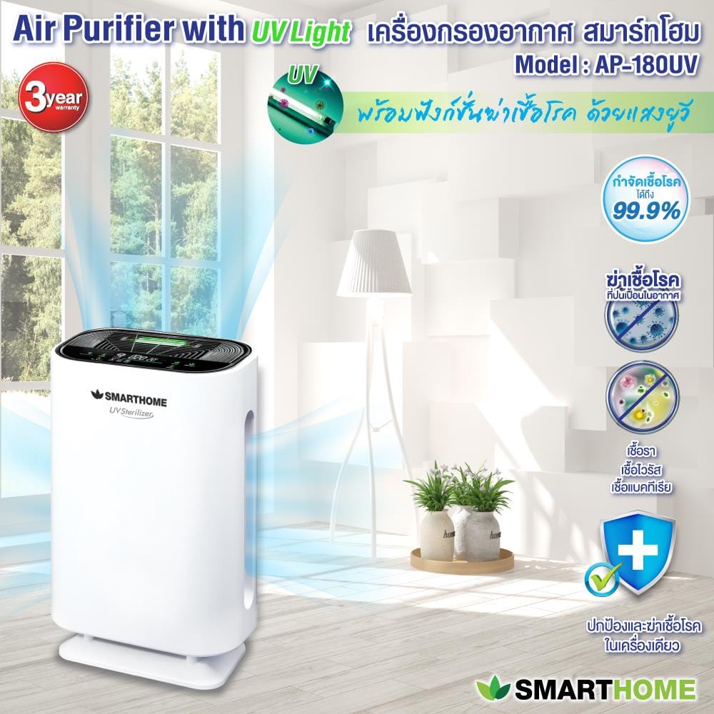 เครื่องฟอกอากาศ SMARTHOME AP-180UV 20ตารางเมตร