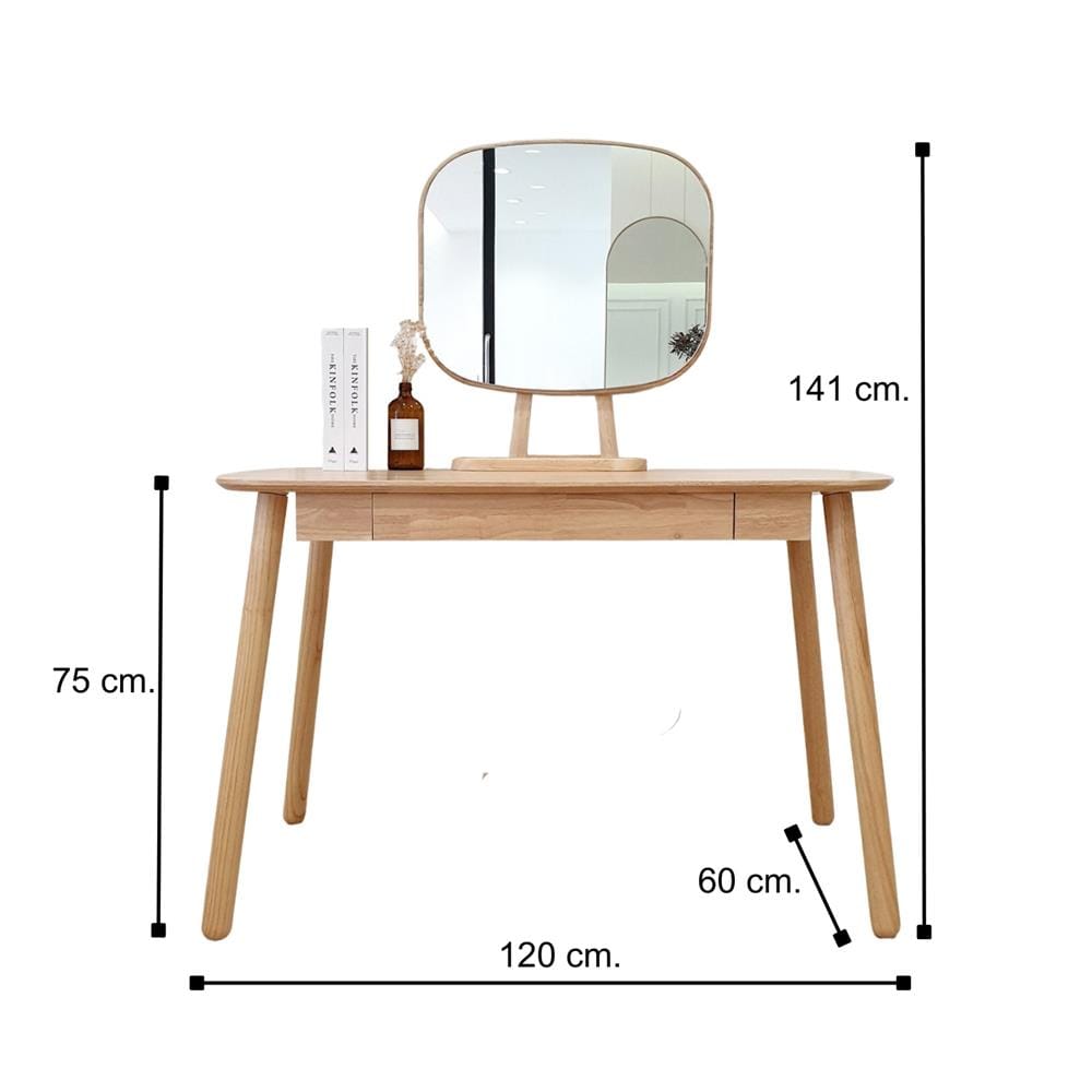 โต๊ะเครื่องแป้ง EASYCOZY PULPY120 WITH MIRROR 120 ซม. สีไม้ยางพารา_7