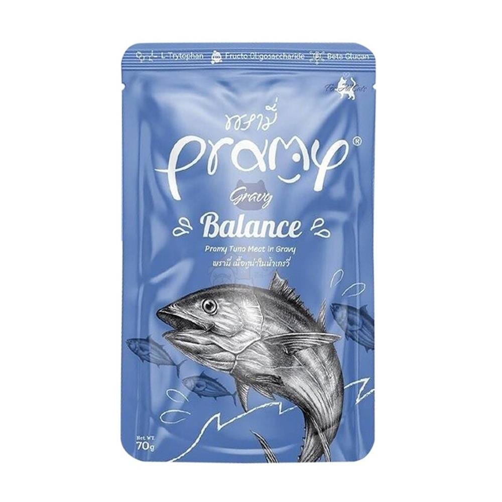 อาหารเปียกแมว PRAMY BALANCE TUNA MEAT IN GRAVY 70 ก.