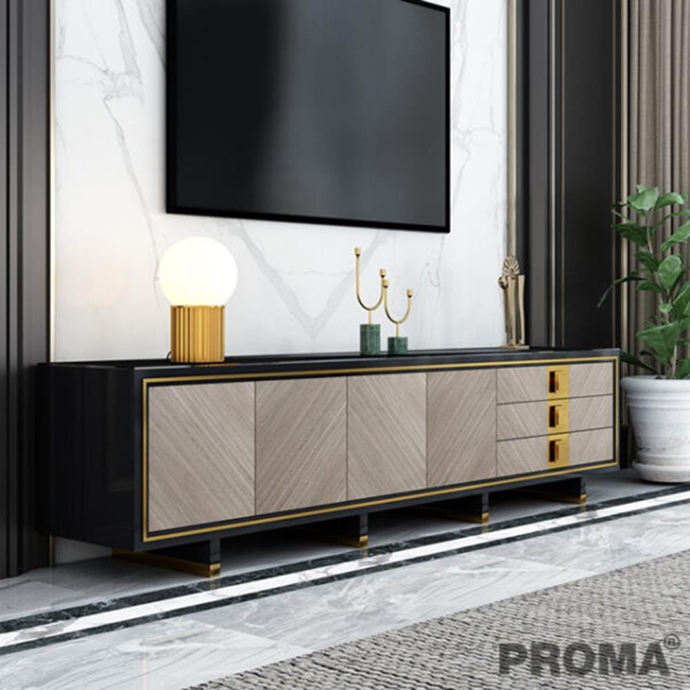 [Pre-order] ตู้วางทีวี PROMA-TVS-16A 180 ซม. สีดำ_7