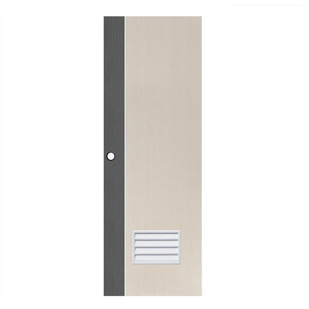ประตูห้องน้ำ UPVC ECO-DOOR PD2 70X200 ซม. สีครีม-เทา เจาะลูกบิด