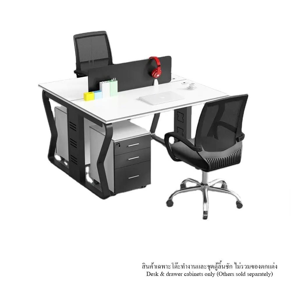 [Pre-order] โต๊ะทำงาน PROMA POD-08-02 ขาว/ดำ_0