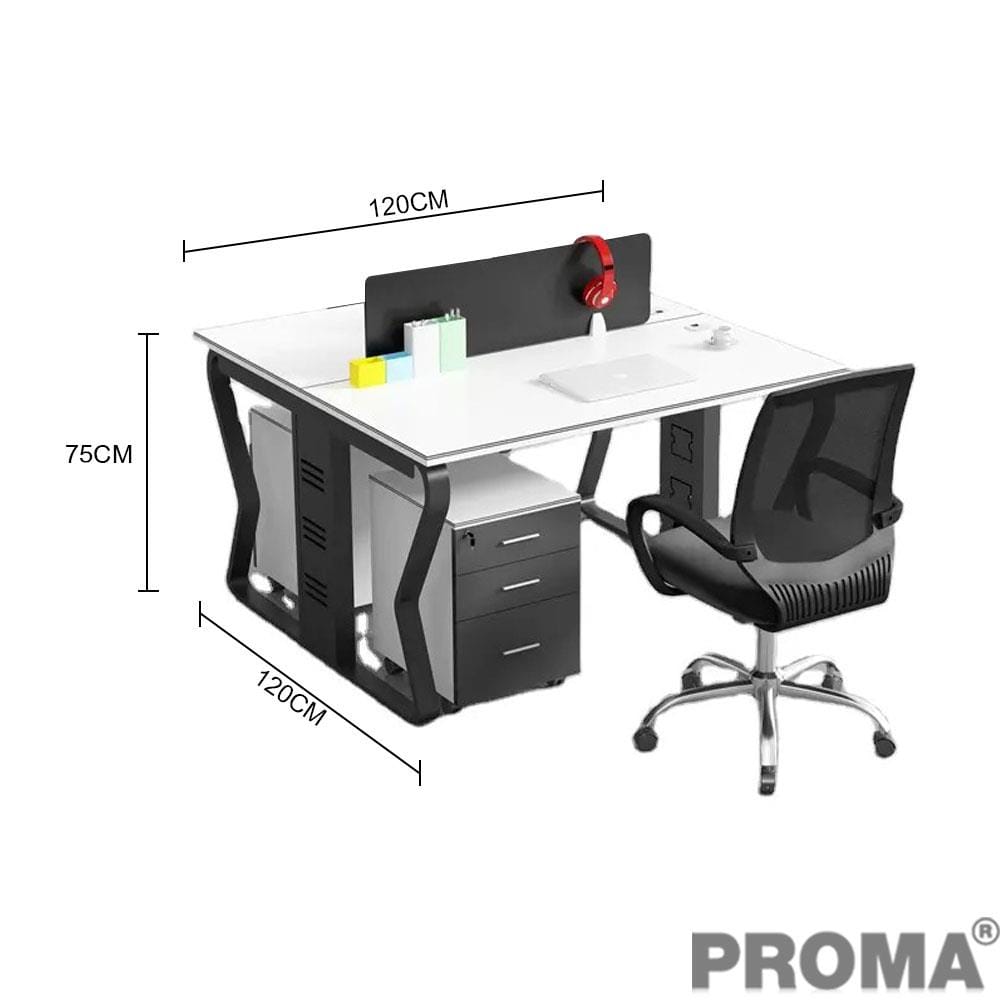 [Pre-order] โต๊ะทำงาน PROMA POD-08-02 ขาว/ดำ_5