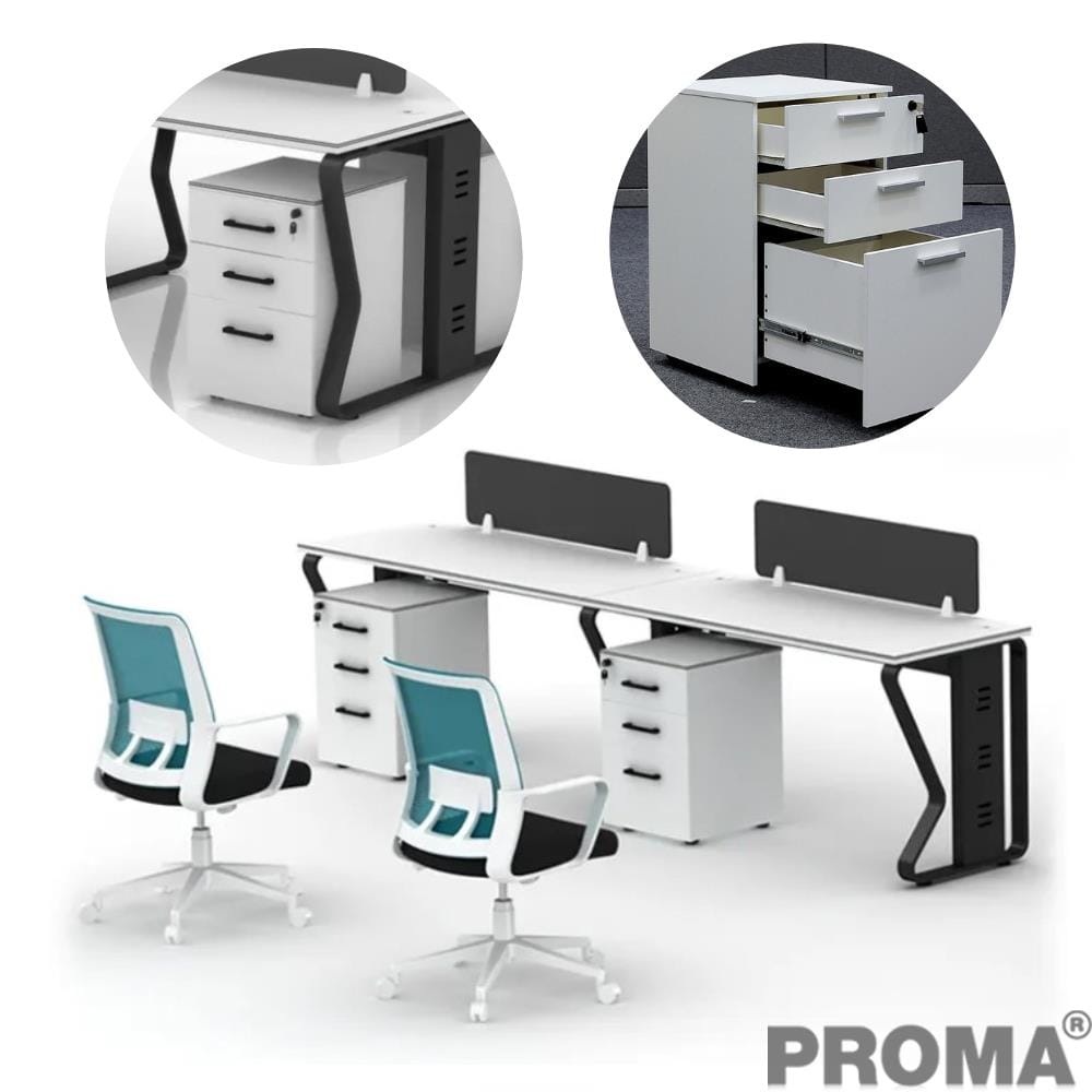 [Pre-order] โต๊ะทำงาน PROMA-POD-08-02-1 ขาว/ดำ_3