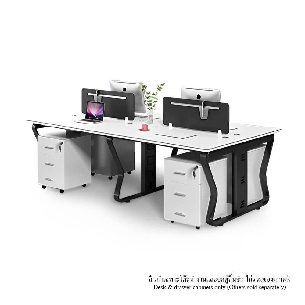 [Pre-order] โต๊ะทำงานเหล็ก PROMA-POD-08-03 สีขาว/ดำ_0