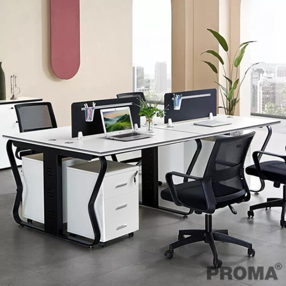 [Pre-order] โต๊ะทำงานเหล็ก PROMA-POD-08-03 สีขาว/ดำ_5