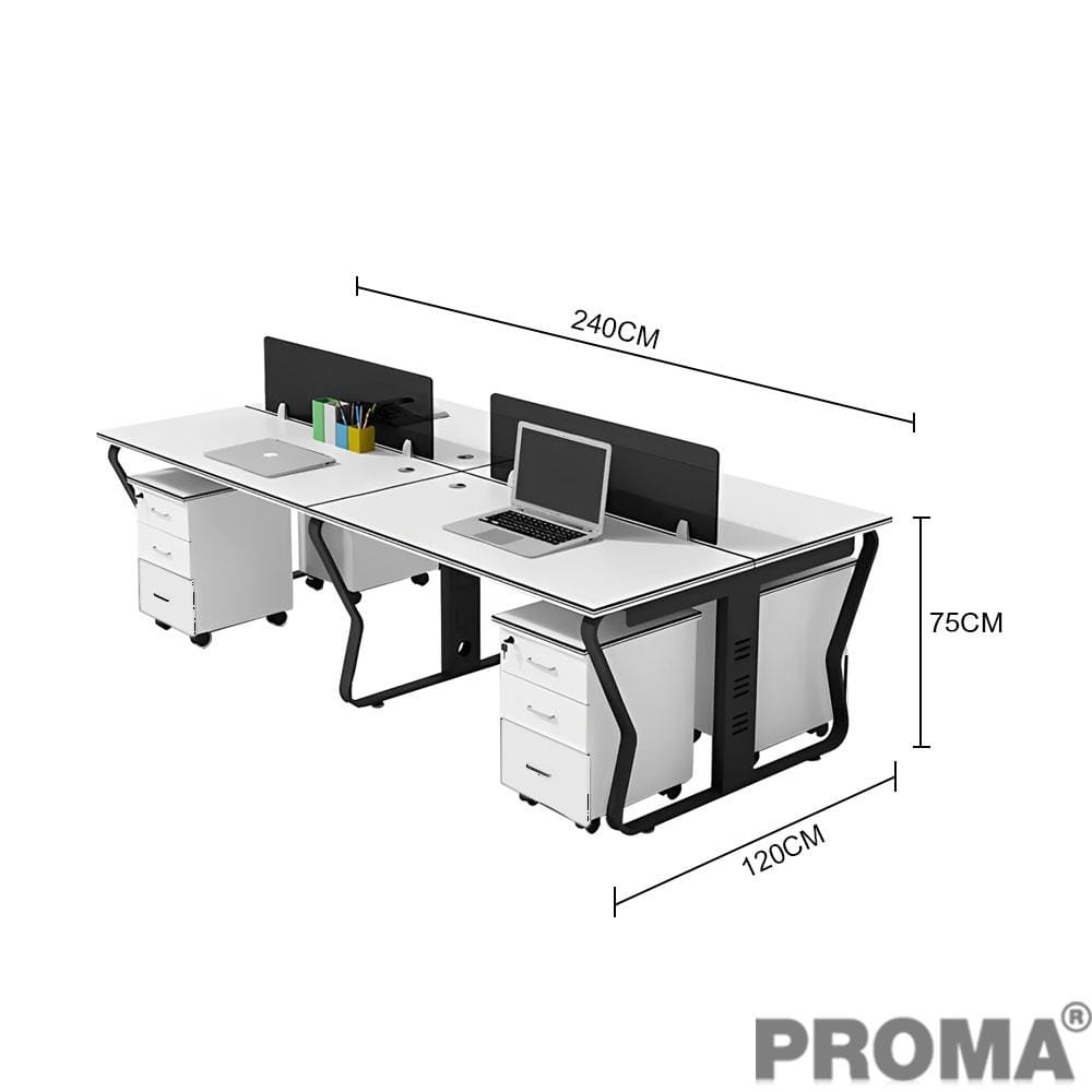 [Pre-order] โต๊ะทำงานเหล็ก PROMA-POD-08-03 สีขาว/ดำ_4