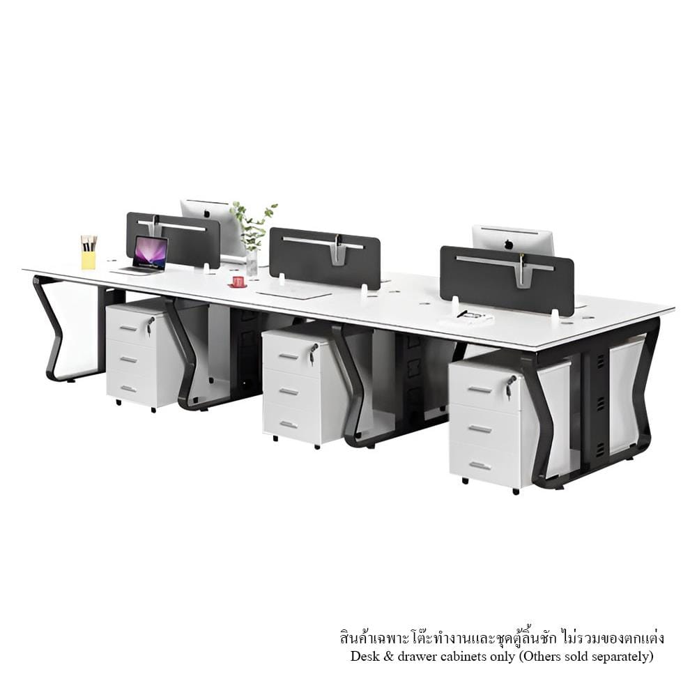 [Pre-order] โต๊ะทำงาน PROMA-POD-08-04 สีขาว/ดำ_0