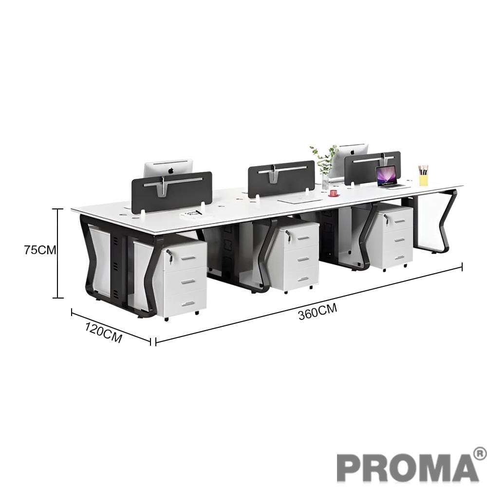 [Pre-order] โต๊ะทำงาน PROMA-POD-08-04 สีขาว/ดำ_5