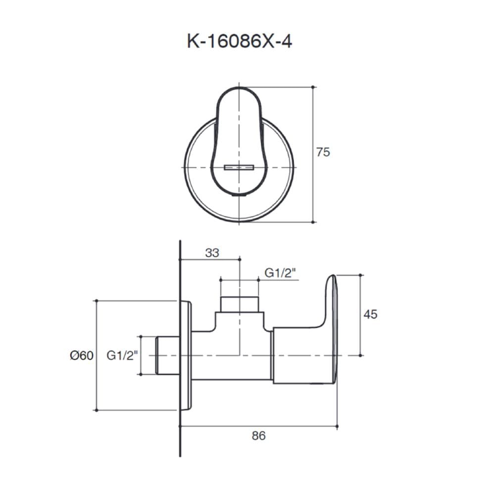 สต๊อปวาล์ว 1 ทาง KOHLER K-16086X-4-BV