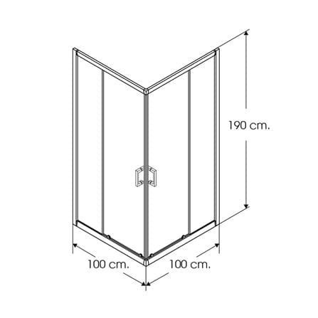 ฉากกั้นอาบน้ำ I-SPA I-SQU004GCR 100x100x190 ซม. สีโครม_1