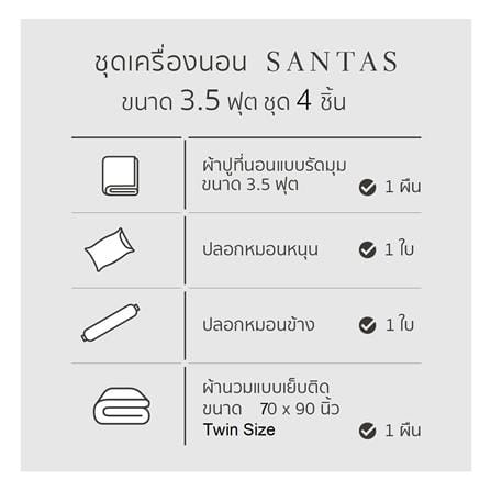 ชุดผ้าปูที่นอน 3.5 ฟุต 4 ชิ้น SANTAS PECAN GR_6