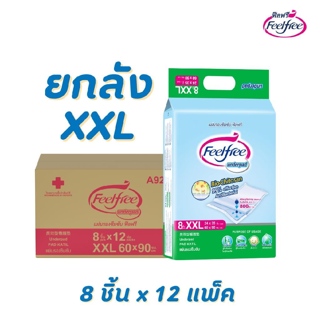 แผ่นรองซึมซับ FEELFREE ไซซ์ XXL8 12แพ็ค/ลัง (96ชิ้น)_4