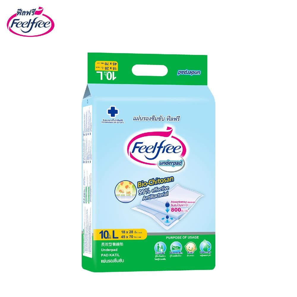 แผ่นรองซึมซับ FEELFREE ไซซ์ L 10 ชิ้น X 1แพ็ค_1