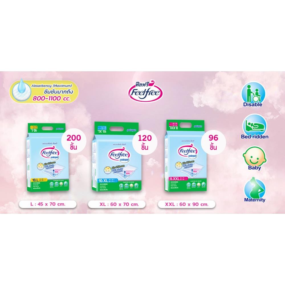 แผ่นรองซึมซับ FEELFREE XL10 12 แพ็ค/ลัง (120ชิ้น)_6